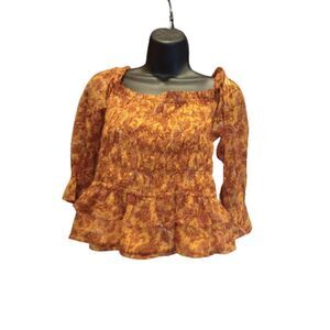 Patrons of Peace Women's Size Large Fall Color Off Shoulder Blouse - NWT